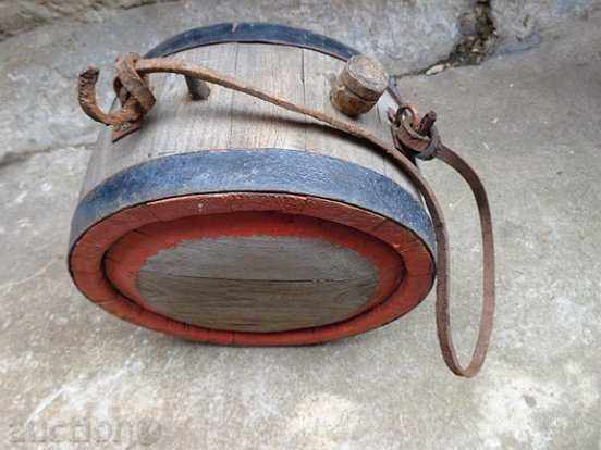 Old bucket, flask, barrel, crank, wooden - 5