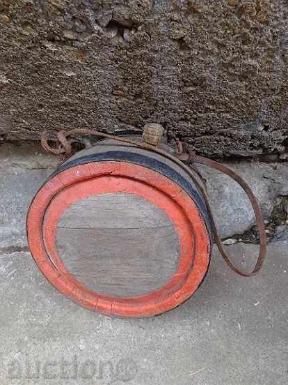 Old bucket, flask, barrel, crank, wooden - 6