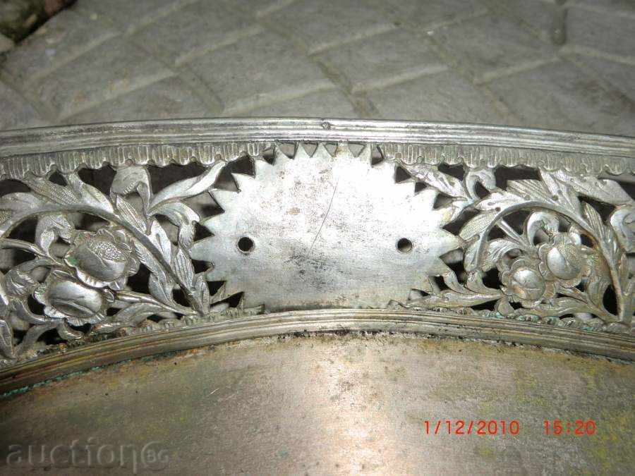 Старинен поднос от ниска проба сребро/сачан-19век - 6 Старинен поднос от ниска проба сребро/сачан-19век - 6