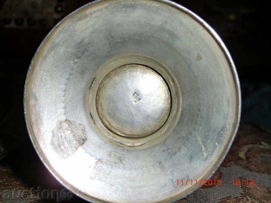 Tray 6 aces and decanter / silver plated / marked / PLI / - 6