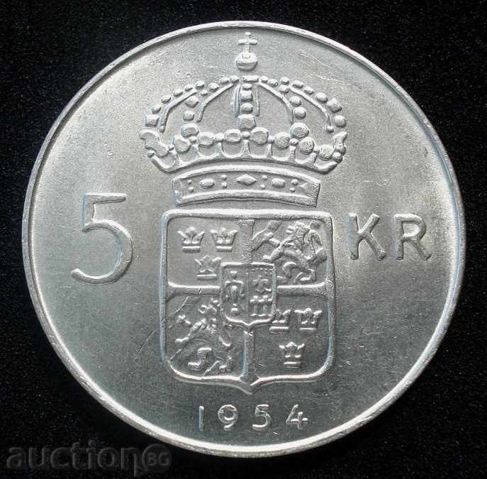 (¯`'•.¸ 5 Kronor 1954 SWEDEN UNC- (2) ¸.•'´¯)