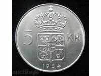 (¯`'•.¸   5 крони 1954  ШВЕЦИЯ  UNC-  (2)   ¸.•'´¯)