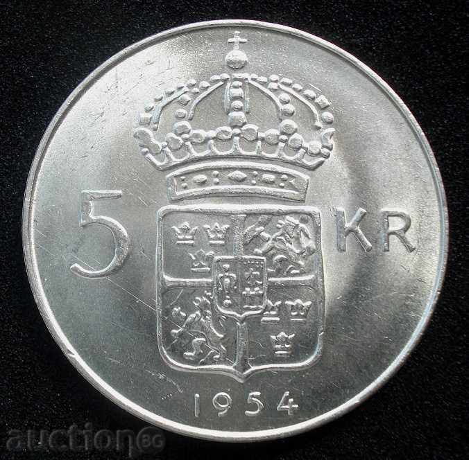 (¯`'•.¸ 5 Kronor 1954 SWEDEN UNC- (1) ¸.•'´¯) (¯`'•.¸ 5 Kronor 1954 SWEDEN UNC- (1) ¸.•'´¯)
