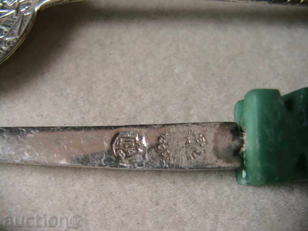 Delivery of 4 pcs SILVER LUGGAGE, MEXICO, SILVER 925, natural NEFRIT