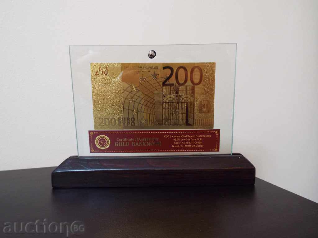 A gold 200 euro banknote with price 35.00 BGN | € 17.90