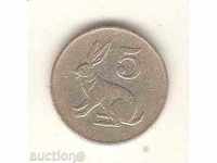+ Zimbabwe 5 cents 1980