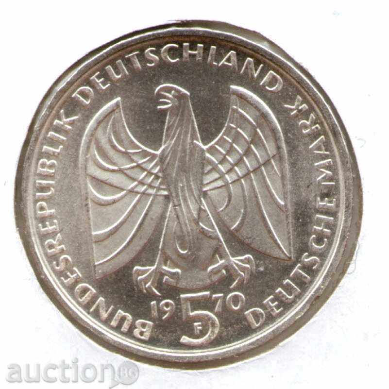+Germany-5 Deutsche Mark-1970F-KM#127-Beethoven-silver με τιμή € 11.25 | 22.00 BGN