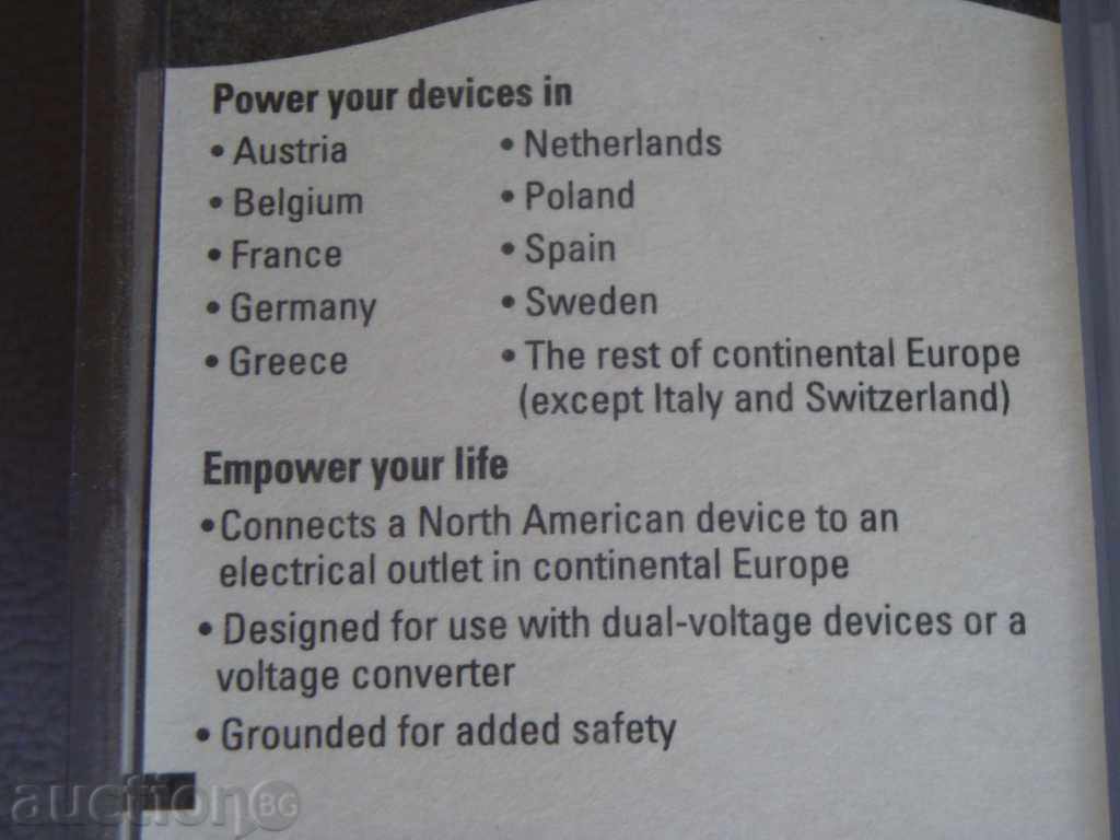 Delivery of Adapter ENERCELL - United States to EUROPE Delivery of Adapter ENERCELL - United States to EUROPE