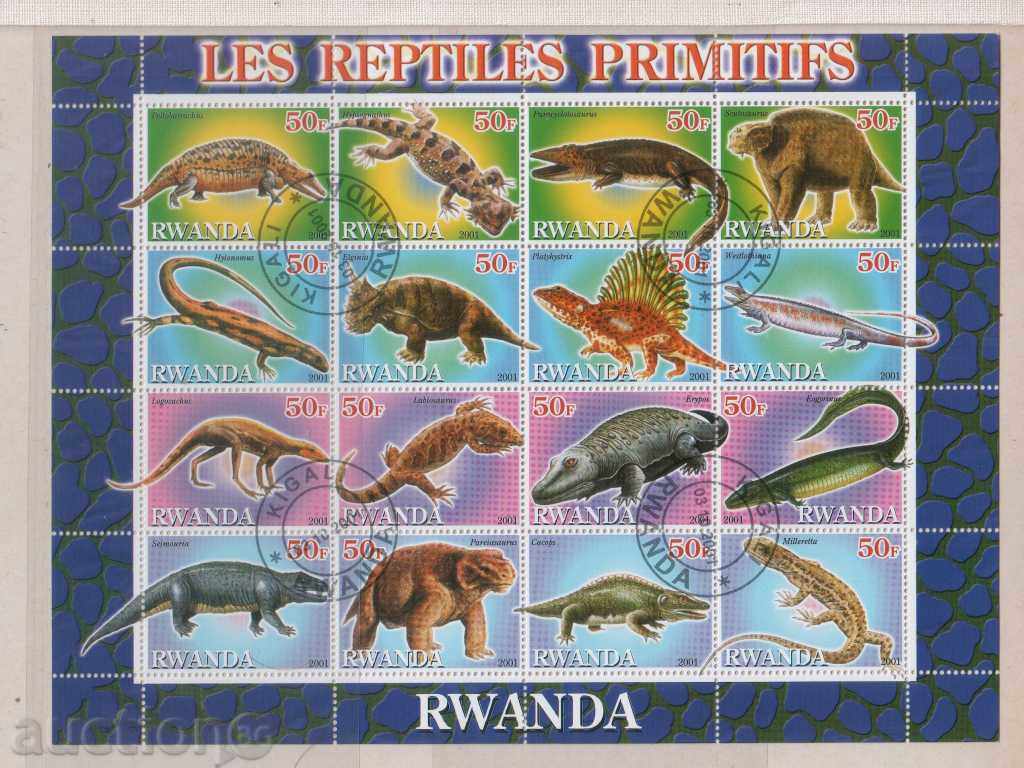 RWANDA 2003 Fauna - Prehistoric Dinosaurs Block of 16 May
