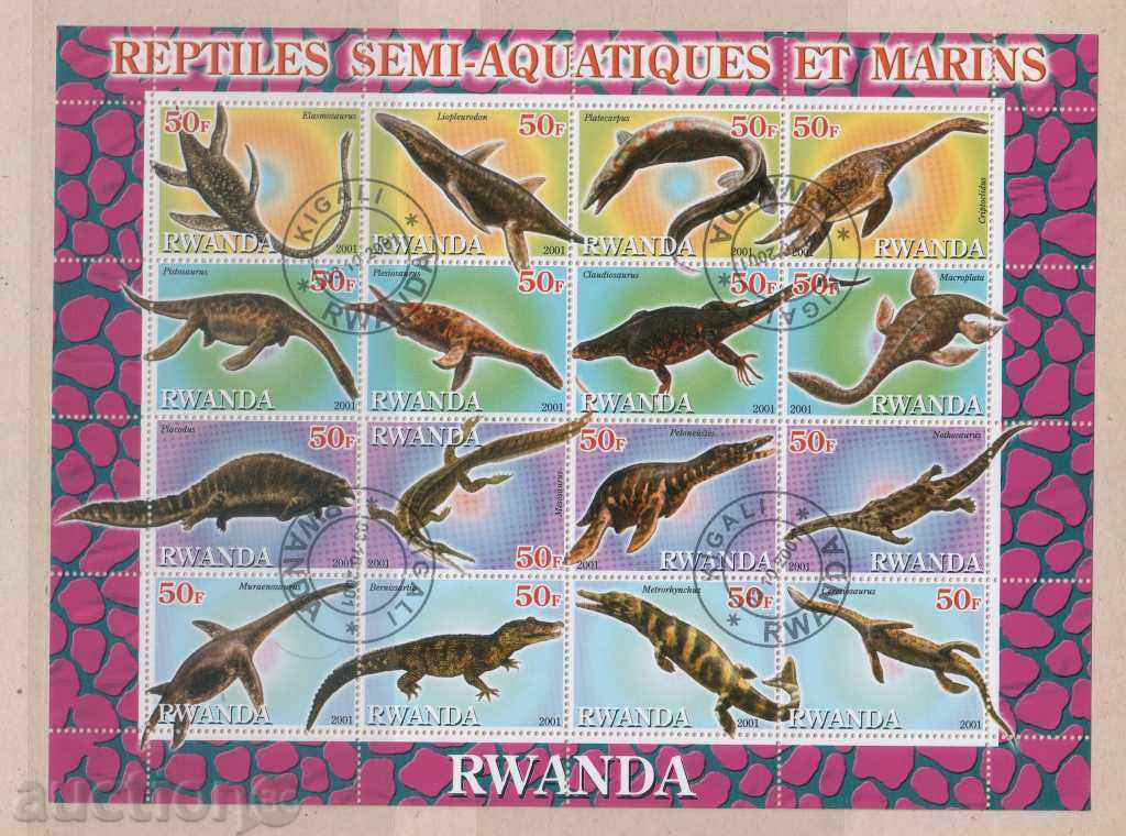 RWANDA  2003  Фауна – Праизторически Динозаври блок от 16 ма