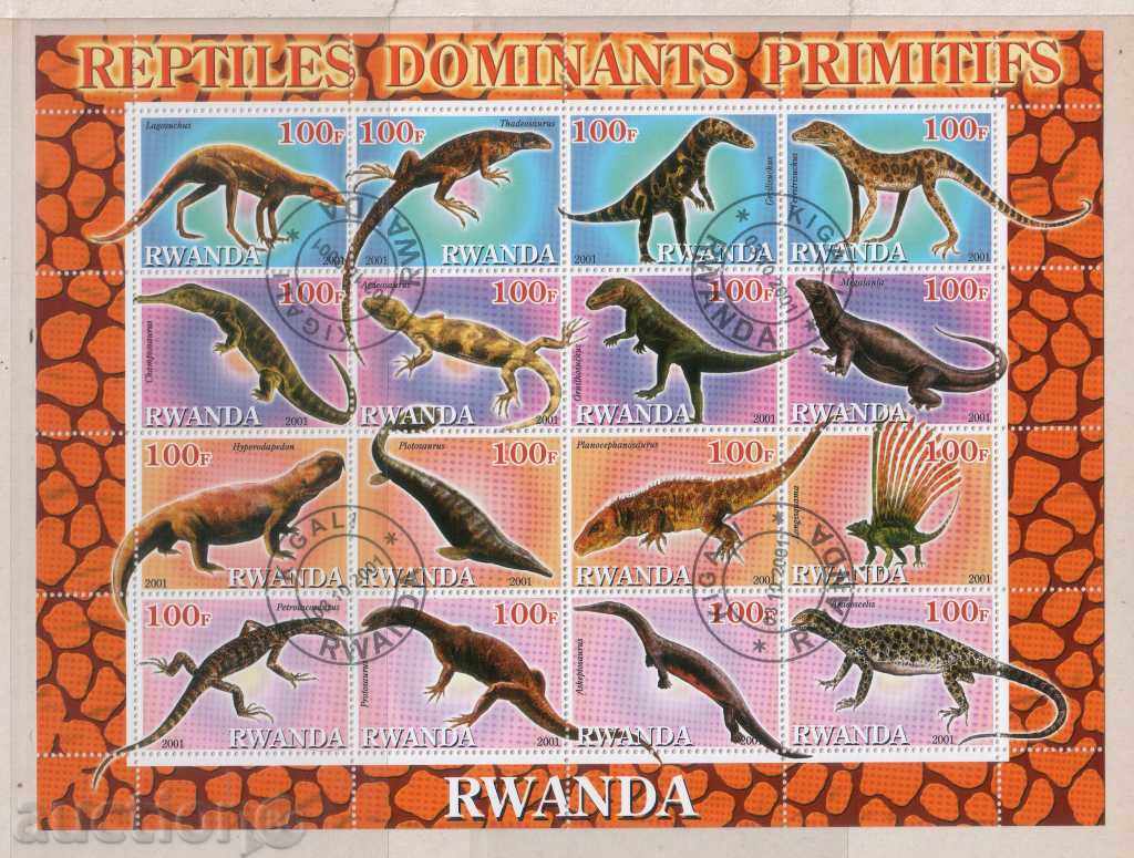 RWANDA 2003 Fauna – Dinozauri Preistorici bloc de 16