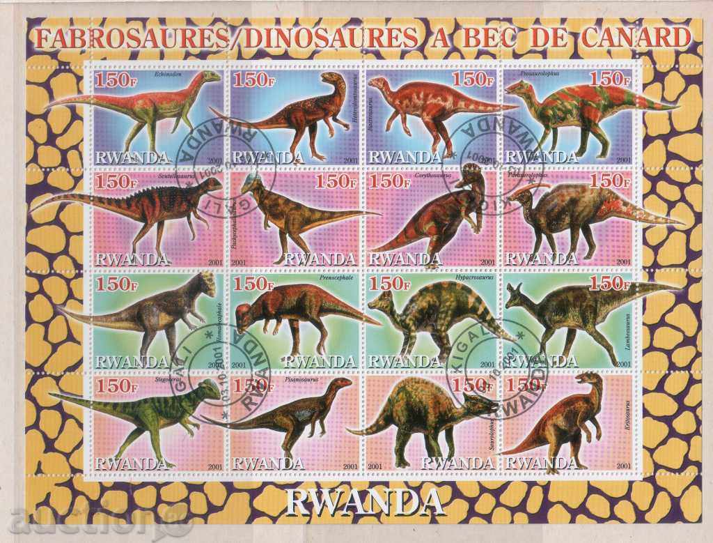 RWANDA  2003  Фауна – Праизторически Динозаври блок от 16 ма
