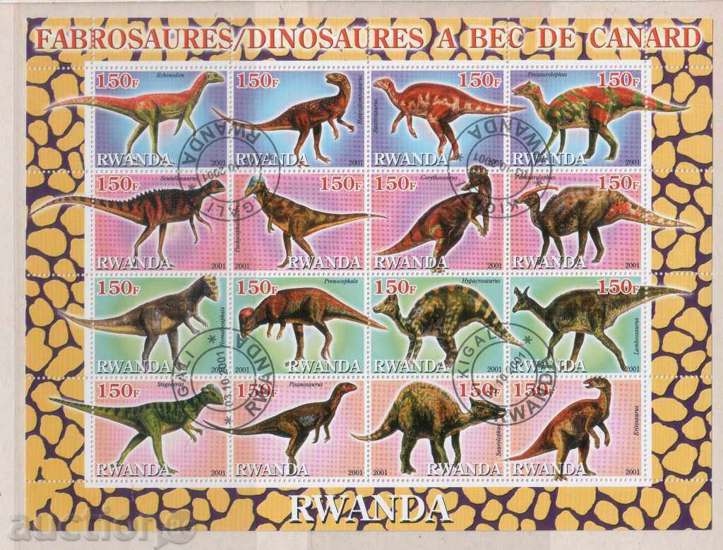 RWANDA 2003 Fauna – Dinozauri Preistorici bloc de 16