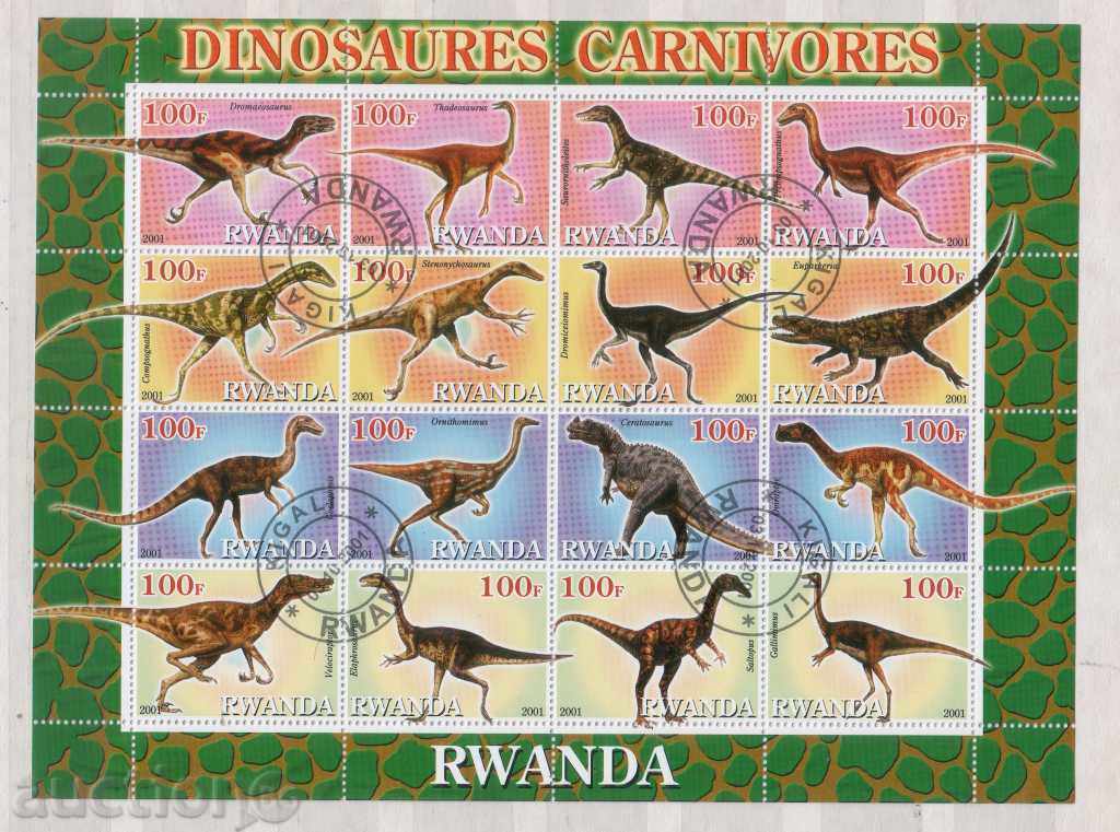 RWANDA 2003 Fauna – Dinozauri Preistorici bloc de 16