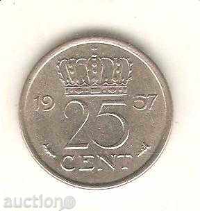 + 25 de cenți Olanda 1957