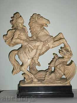 G. Ruggeri Alabaster Statue - St. George and the Dragon