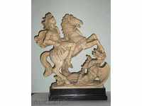 G. Ruggeri Alabaster Statue - St. George and the Dragon