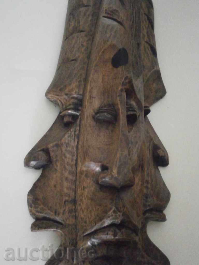 Delivery of African mask of royal ebony - very large, triple Delivery of African mask of royal ebony - very large, triple