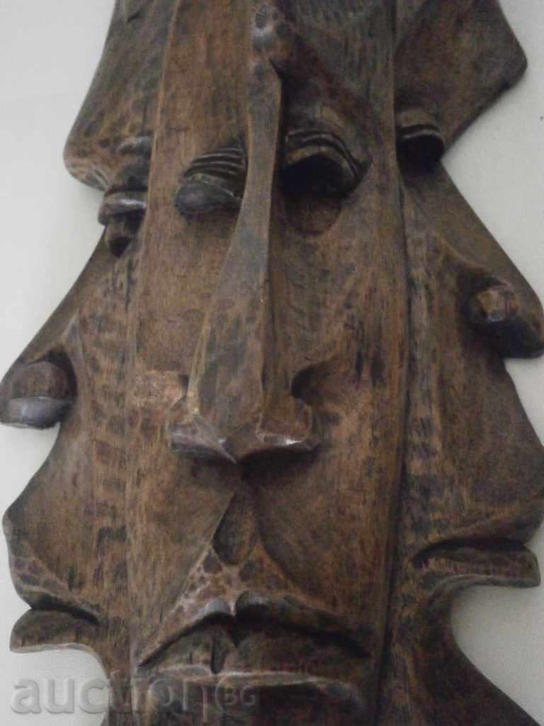 African mask of royal ebony - very large, triple - 5 African mask of royal ebony - very large, triple - 5