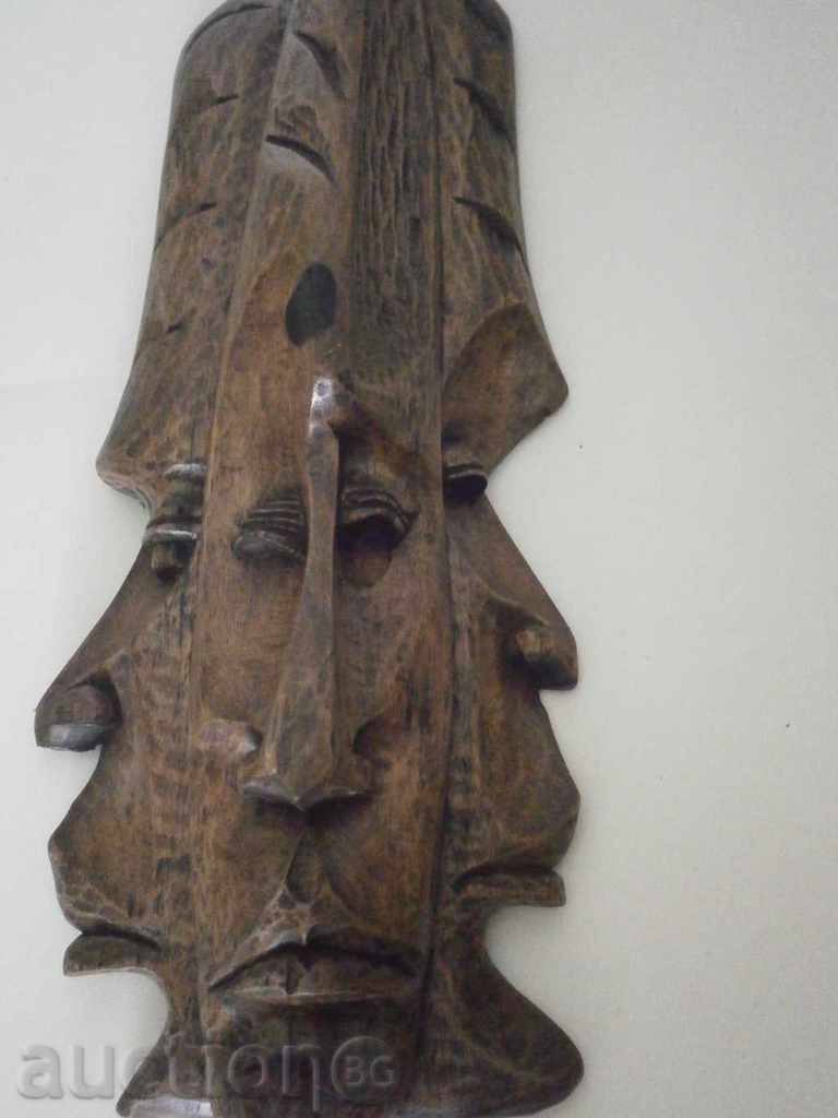 African mask of royal ebony - very large, triple - 7 African mask of royal ebony - very large, triple - 7