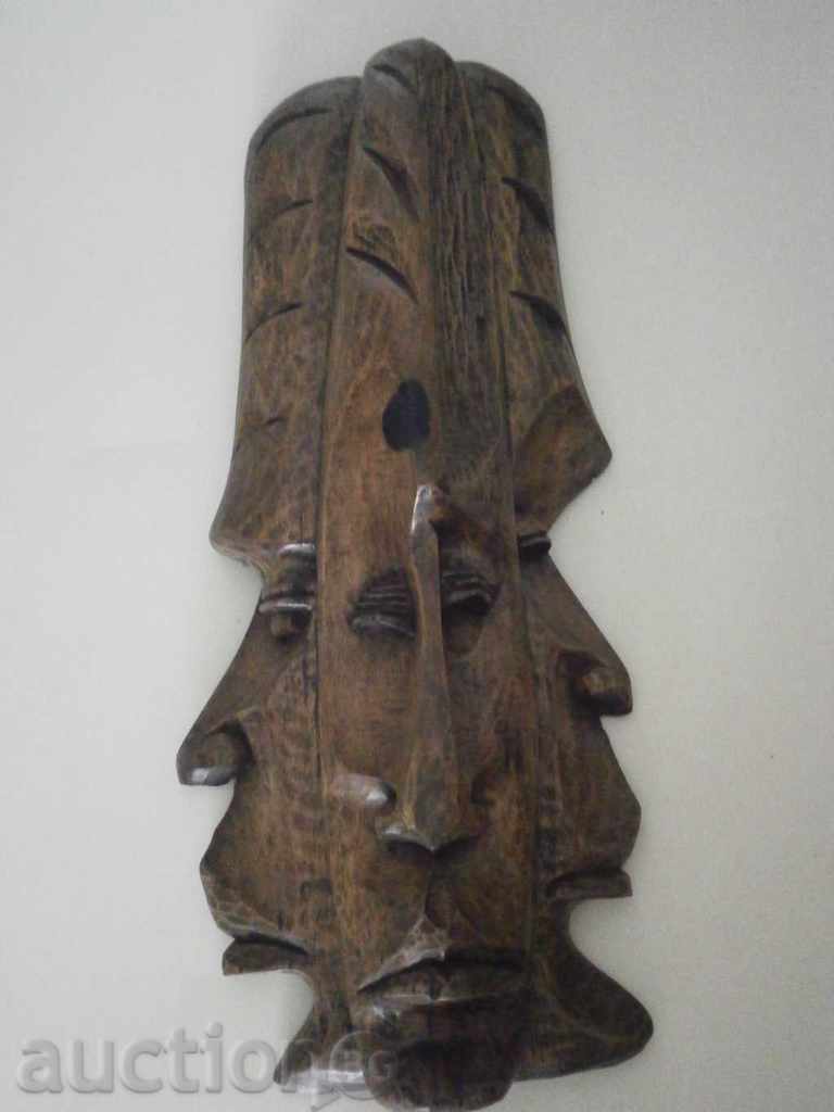 Африканска маска от кралски абанос - много голяма, тройна