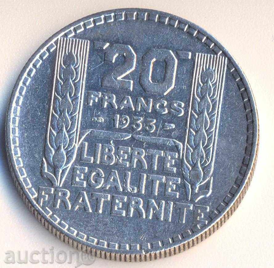 Franța 20 franci 1933, monedă de argint