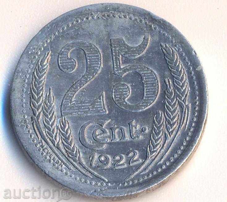 Франция 25 сантима 1922 година