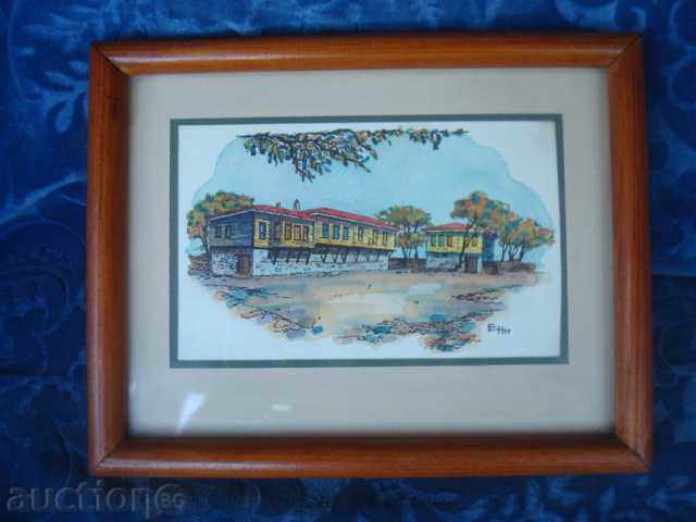 Mixed media, "Landscape" by author E. Nenov, framed and glazed Mixed media, "Landscape" by author E. Nenov, framed and glazed