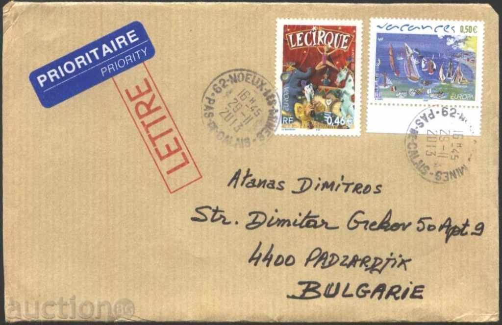 Пътувал плик  с марки Европа СЕПТT 2002 и 2004 от Франция