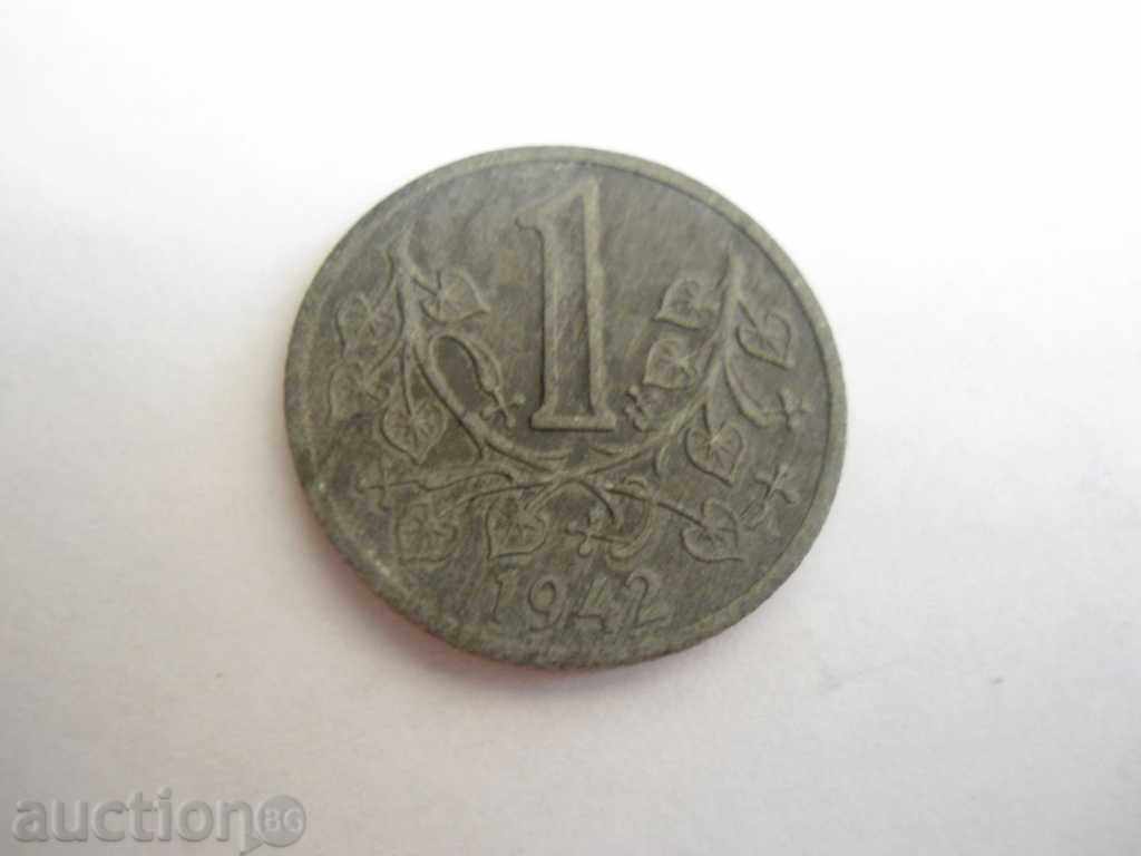 BOHEMIA AND MORAVIA 1 CROSS 1942 - ZINC COIN