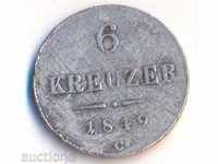 Австрия 6 кройцера 1849 година, буква С