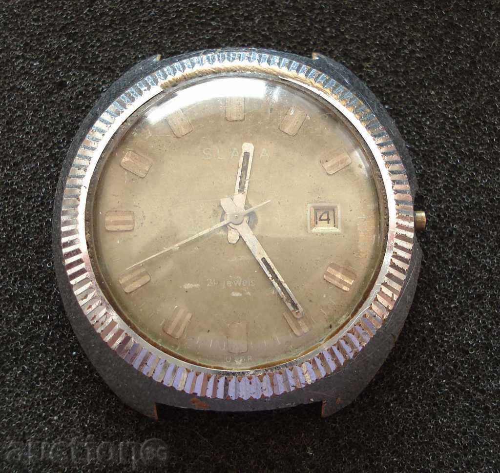 2090. USSR Men's Wristwatch Glory Broken 21 Ruby