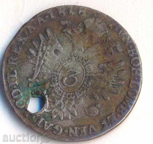Австрия 3 кройцера 1818в, рядка монета