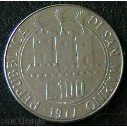 100 liras 1977 - tip 2 San Marino