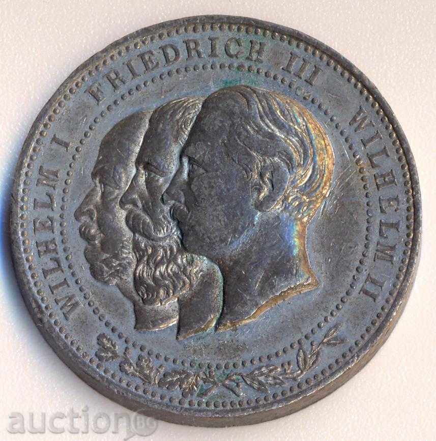 Desktop zinc medal "The Three Kaiser" 1888, 35 mm.