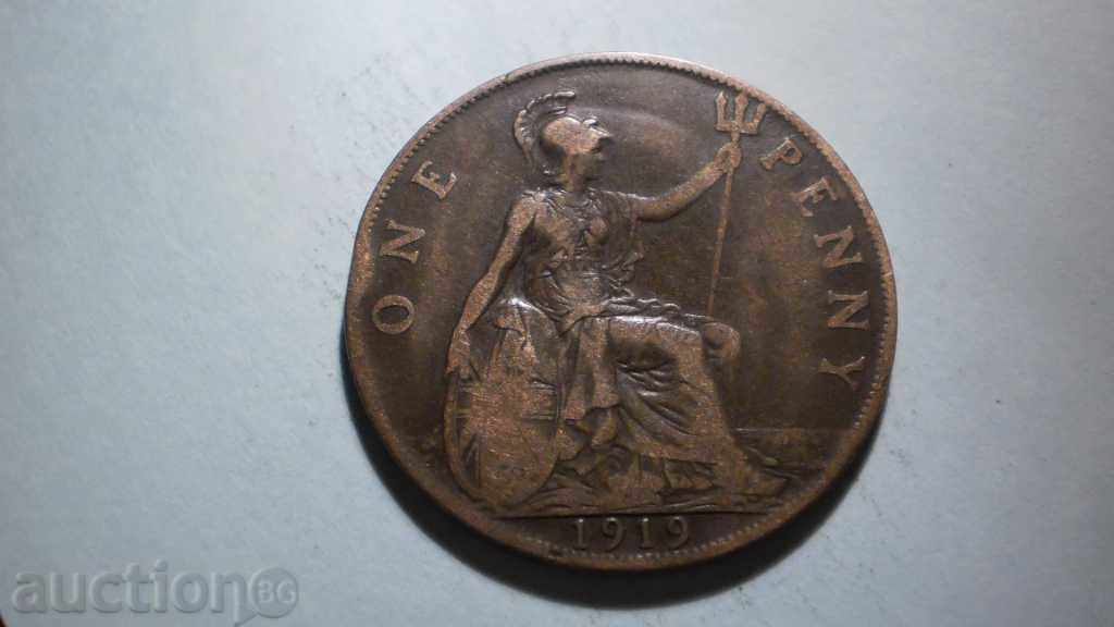 Медна Монета   1   PENNY 1919   АНГЛИЯ