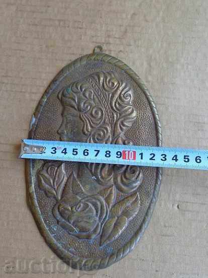 Old brass panel, painting, plaque, bas-relief - 5