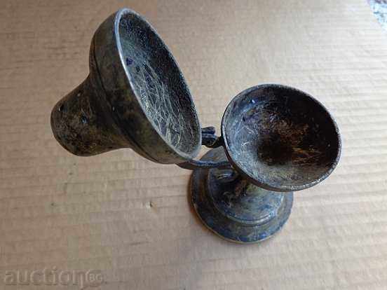 Auction Old bronze candle, candela, cross, icon Auction Old bronze candle, candela, cross, icon