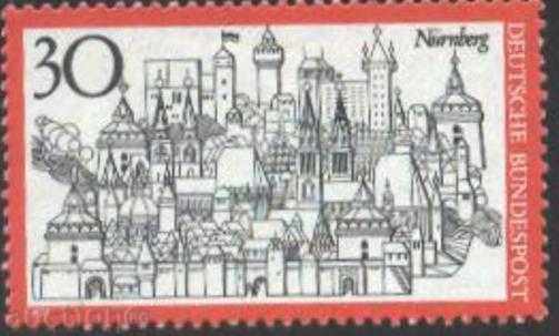 Чиста марка Архитектура,  Нюрнберг, Туризъм 1971  Германия