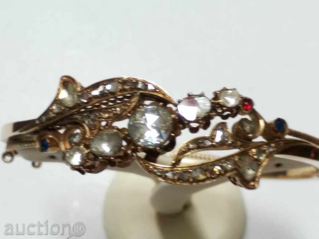 ANTIQUE GOLD BRACELET WITH DIAMONDS - 5 ANTIQUE GOLD BRACELET WITH DIAMONDS - 5