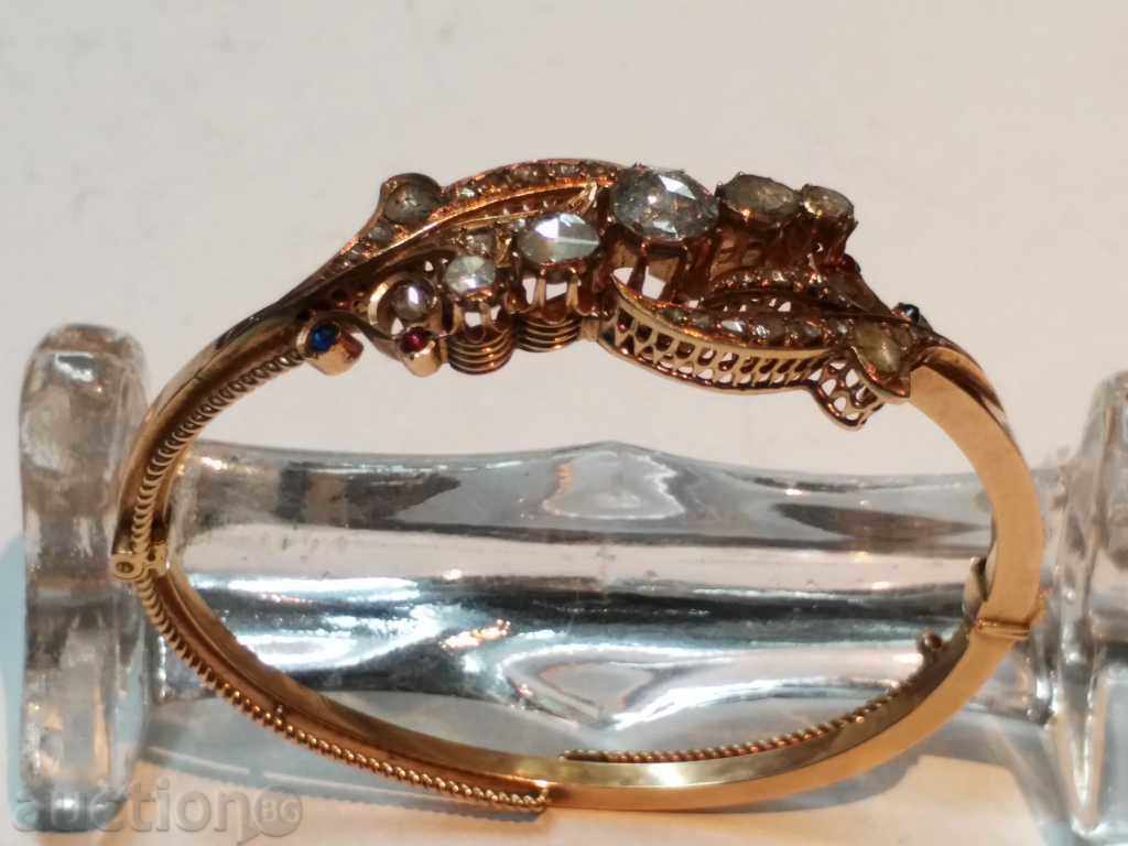 ANTIQUE GOLD BRACELET WITH DIAMONDS ANTIQUE GOLD BRACELET WITH DIAMONDS