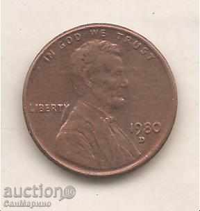 + US 1 cent 1980 D with price 0.40 BGN | € 0.20