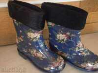 Rubber boots with floral motif, new, number 25,