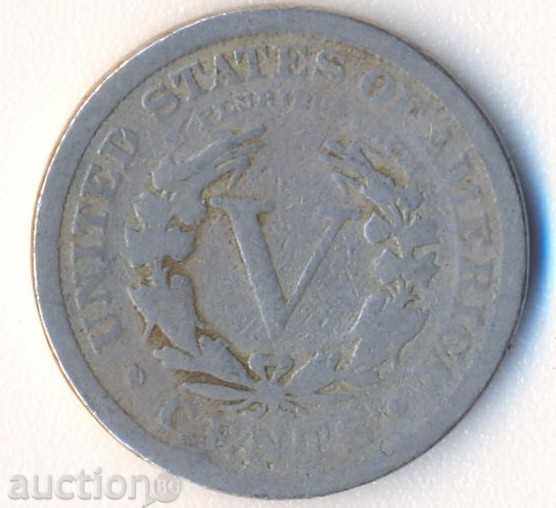US 5 cent 1911 year