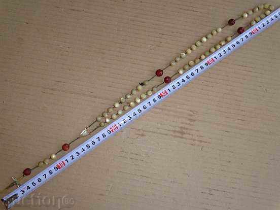 Mother-of-pearl and amber necklace from Holy Sepulchre, cross, rosary - 5