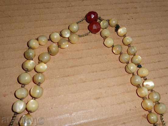 Mother-of-pearl and amber necklace from Holy Sepulchre, cross, rosary - 7