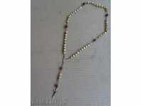 Mother-of-pearl and amber necklace from Holy Sepulchre, cross, rosary