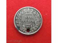 6 pence Marea Britanie 1863 argint
