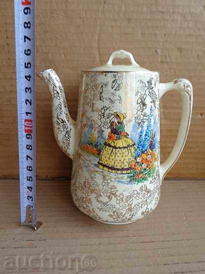 Old porcelain jug for tea and coffee, service, porcelain