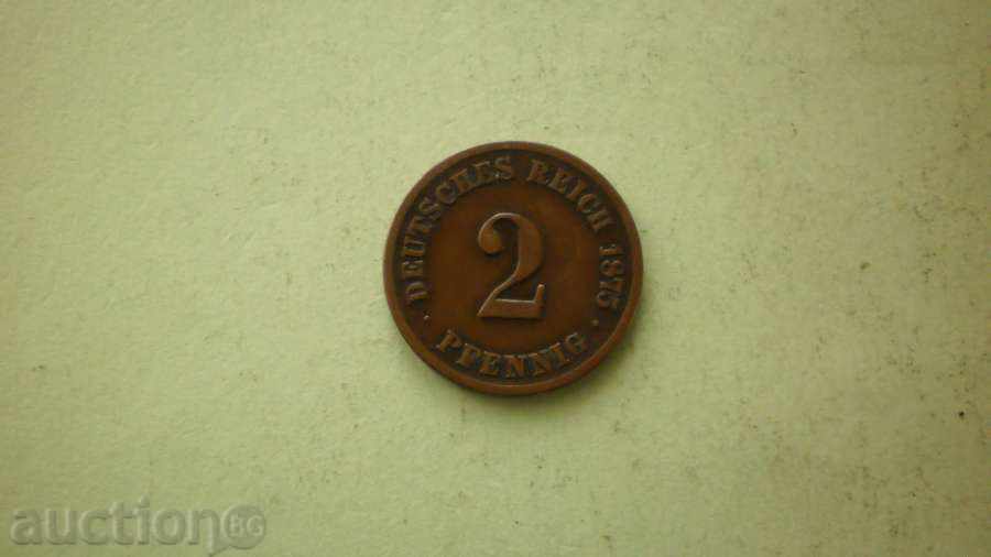 Copper Coin 2 PFENIGA 1875 G GERMANY